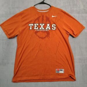 Nike Mens 2XL Orange Texas Longhorns NCAA College Football Tee Shirt Graphic EUC